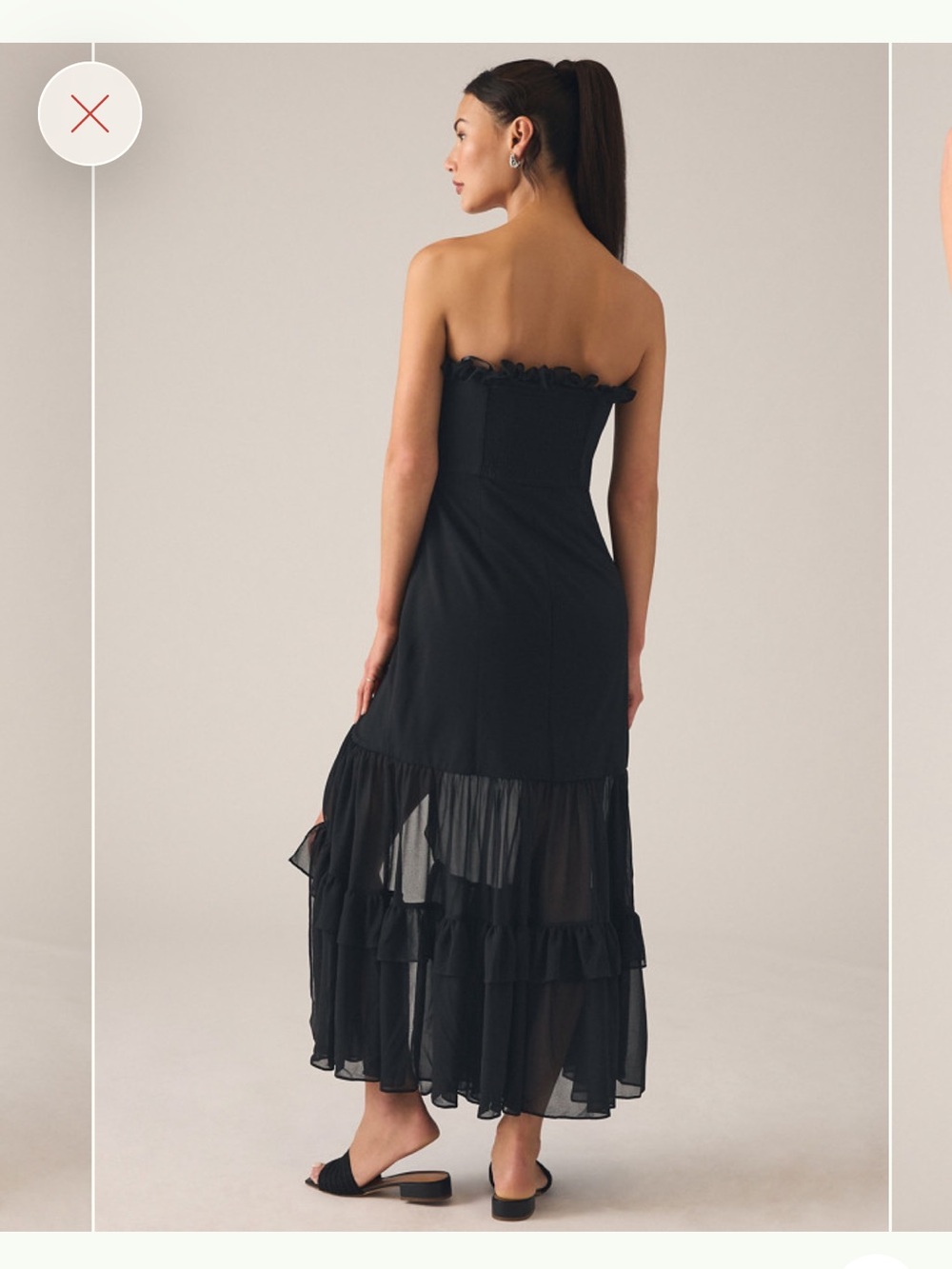 Hutch Strapless Tiered Ruffle Maxi Dress - Black